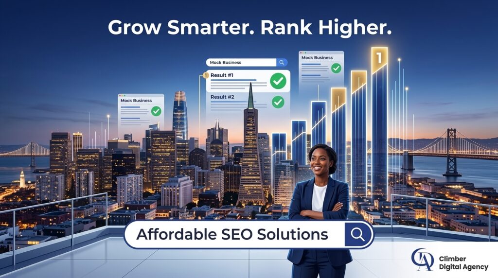 Small business in San Francisco? Climber Digital's affordable SEO solutions drive local traffic, improve rankings, and grow your revenue.